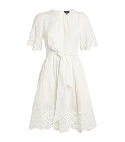 Me+em Cotton Belted Broderie Dress In Soft White