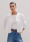 Me+em Cotton Bib Detail Crop Shirt In White