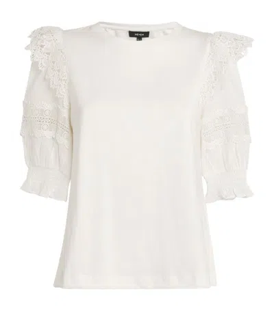 Me+em Cotton Blend Lace-insert T-shirt In White
