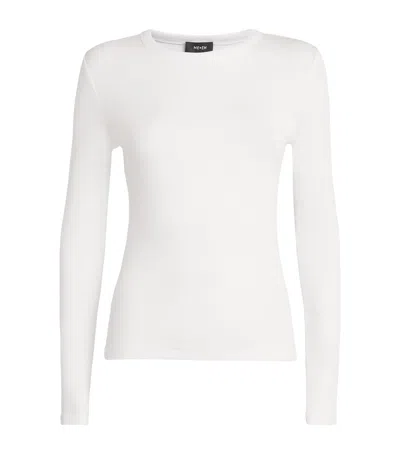 Me+em Cotton Rib Long Sleeve Top In Bright White
