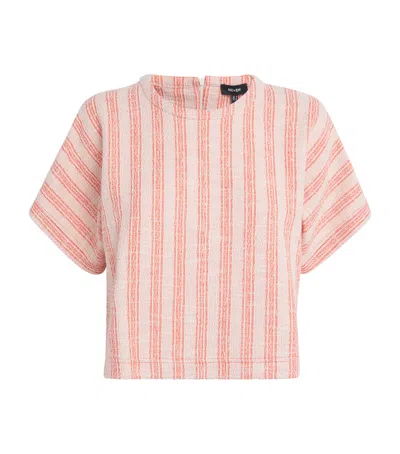 Me+em Cotton-blend Stripe T-shirt In Orange