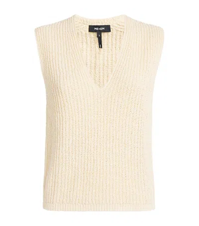 Me+em Cotton Bouclé Sweater Vest In Ivory