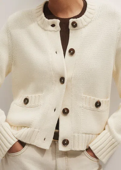 Me+em Cotton Bracelet Sleeve Cropped Cardigan Cream In White