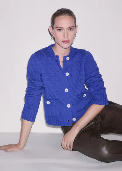 Me+em Cotton Bracelet Sleeve Cropped Cardigan Deep Blue