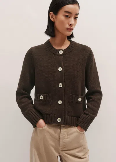 Me+em Cotton Bracelet Sleeve Cropped Cardigan Warm Chocolate In Brown