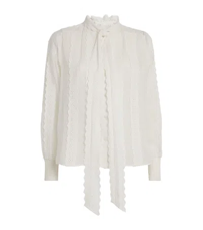 Me+em Cotton Broderie Anglaise Blouse In Soft White