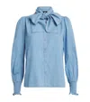 Me+em Cotton Chambray Blouse In Blue