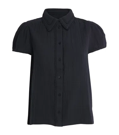 Me+em Cotton Cheesecloth Blouse In Black