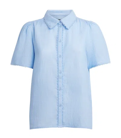 Me+em Cotton Cheesecloth Blouse In Blue