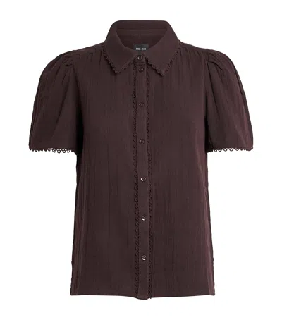 Me+em Cotton Cheesecloth Blouse In Brown