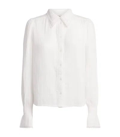 Me+em Cotton Cheesecloth Lace-trim Blouse In White