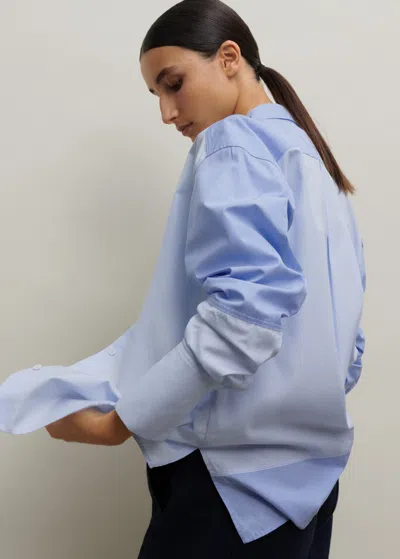 Me+em Cotton Colorblocked Oversize Shirt In Blue