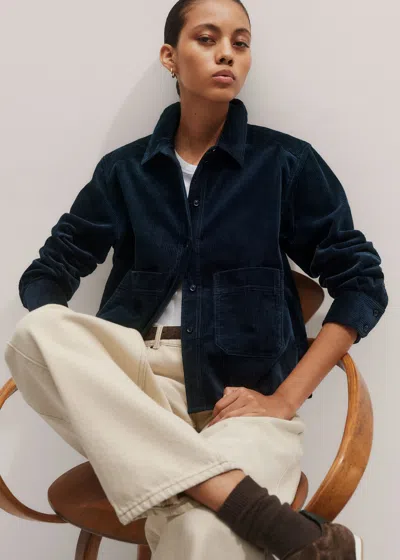 Me+em Cotton Cord Boxy Shirt Navy In Blue
