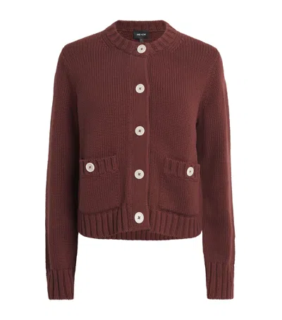 Me+em Cotton Cropped Cardigan In Brown