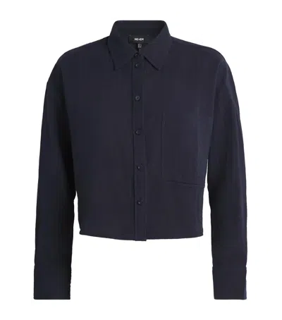 Me+em Cotton Cropped Shirt In Navy