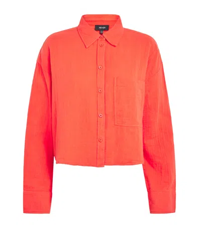 Me+em Cotton Cropped Shirt In Orange