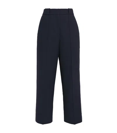Me+em Cotton Cropped Trousers In Navy