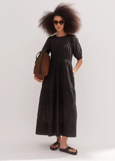 Me+em Cotton Delicate Embroidery Maxi Dress In Black