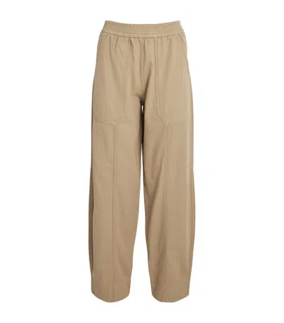 Me+em Cotton Elasticated-waist Trousers In Brown