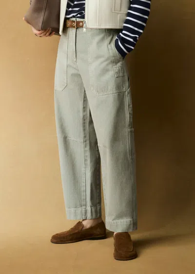 Me+em Cotton Engineered Pant In Pastel Green