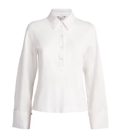 Me+em Cotton Half-placket Layering Top In White