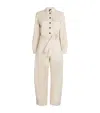 Me+em Cotton Herringbone Utility Jumpsuit In White