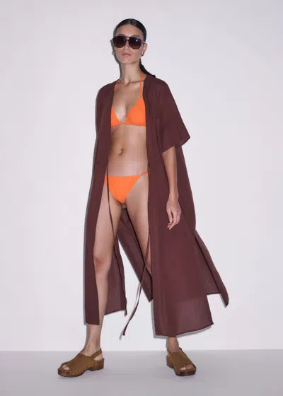 Me+em Cotton Holiday Kaftan Maxi Dress Cinnamon Brown