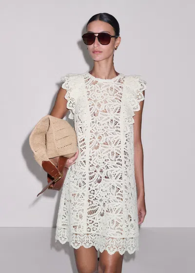 Me+em Cotton Lace Mini Dress + Slip Light Cream In White