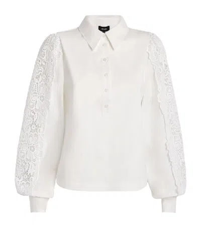 Me+em Cotton Lace-sleeve Blouse In White