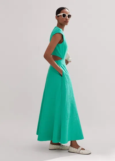 Me+em Cotton Pop Floral Jacquard Maxi Dress In Menthol Green