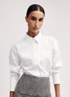 Me+em Cotton Poplin Dipped Hem Crop Shirt In Fresh White