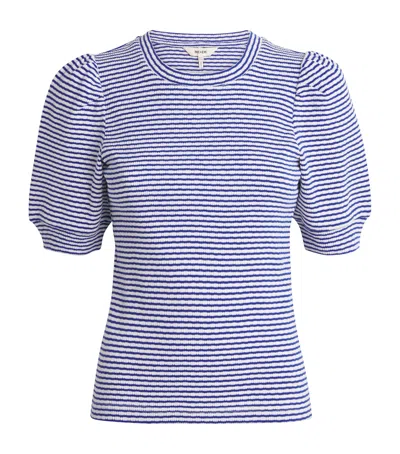 Me+em Cotton Puff-sleeve T-shirt In Blue