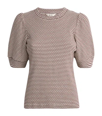 Me+em Cotton Puff-sleeve T-shirt In Brown