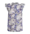 Me+em Cotton Ruffle Printed Blouse In Multi