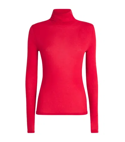 Me+em Cotton Sheer High-neck Top In Red