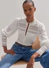 Me+em Cotton Shirred Lace Trim Top In Soft White