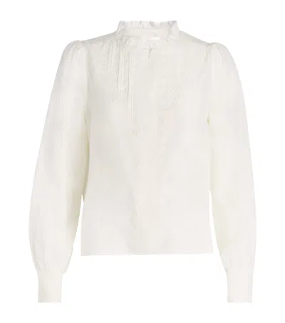 Me+em Cotton-silk Lace-trim Shirt In White