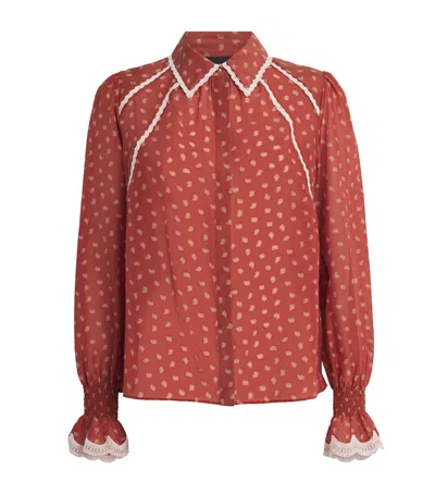 Me+em Cotton-silk Paisley Blouse In Red