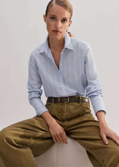 Me+em Cotton Silk Supersoft Forever Shirt In Blue/white