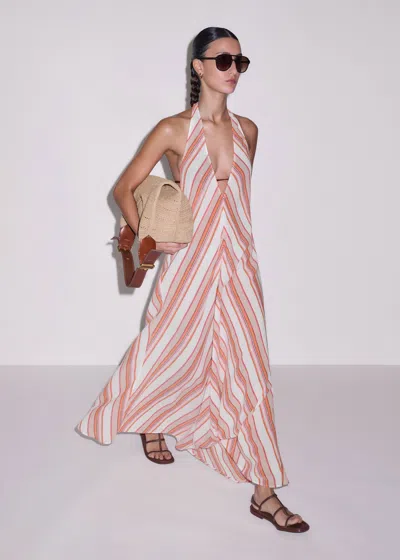 Me+em Cotton Stripe Beach Maxi Dress + Belt Pink-multi In White