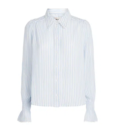 Me+em Cotton Stripe Blouse In Blue