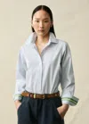 Me+em Cotton Stripe Relaxed Fit Shirt In Blue/white