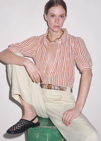 Me+em Cotton Stripe Summer Blouse Pink-multi