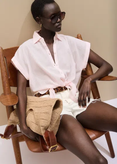 Me+em Cotton Tie Front Shirt Iced Pink