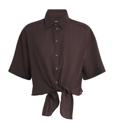 Me+em Cotton Tie-front Beach Shirt In Multi