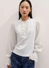Shop Me+em Cotton Voile Broderie Layering Blouse In Soft White