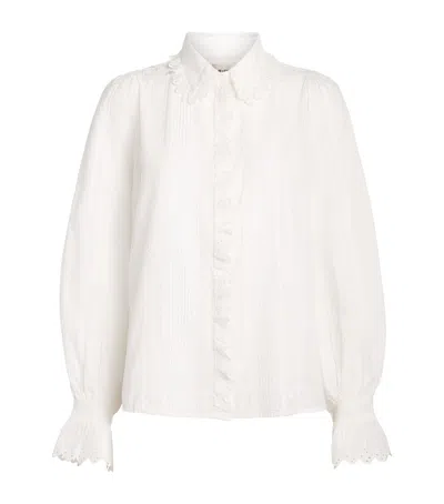 Me+em Cotton Voile Embroidered Blouse In White