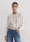 Me+em Cotton Voile Lace Top In Soft White