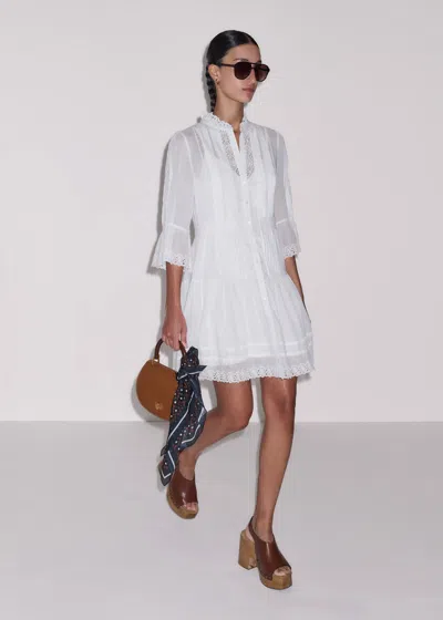 Me+em Cotton Voile Lace Trim Short Dress + Slip Soft White