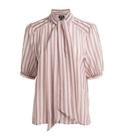 Me+em Cotton Voile Pussybow Blouse In Pink